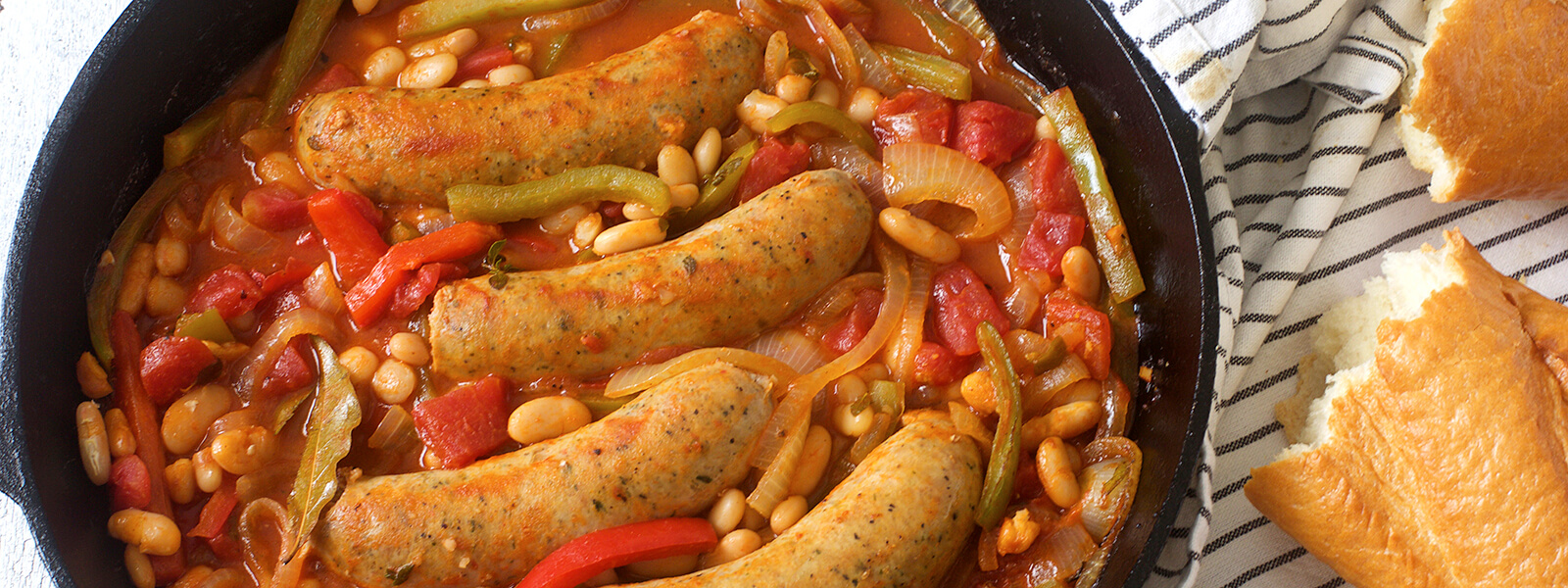 Chicken Sausages with Beans and Peppers