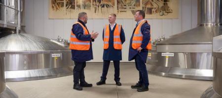 Jacob Collier MP, with Neil Haywood and Phil Whitehead at Burton Brewery