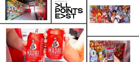 A collage of brand imagery alongside the all points east logo